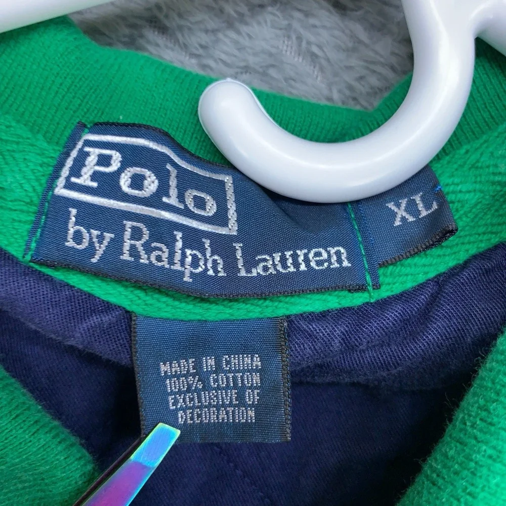 Polo Ralph Lauren Shirt Men's XL Green Blue Mercer RL Polo Team Big Pony VTG *